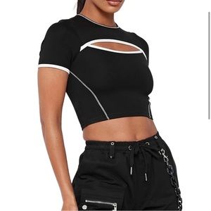 Maniere De Voir Contrast Cut Out Crop Top